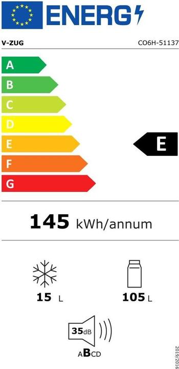 Energie-Label V-Zug Cooler V600 8UG 5113700001 (119 l)
