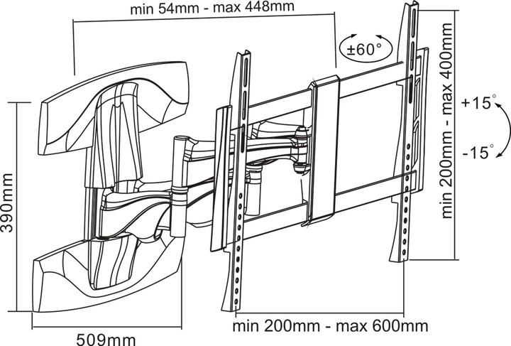 Actual product image InLine Wall mount 37-70 inch (94-178cm) max. 45kg for TFT/LCD/LED/Plasma (Wall, 70", 45 kg)
