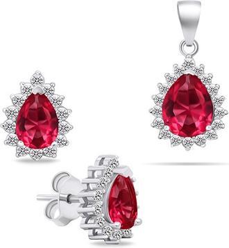 Actual product image Brilio Charming Silver Jewelry Set with Zircons SET226WR (Earrings, Pendant)