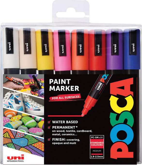 Posca Marchio PC-5M, set di 16 pezzi (pc-5m 1.8-2.5mm assortiti, 2.50 mm, 16 x)