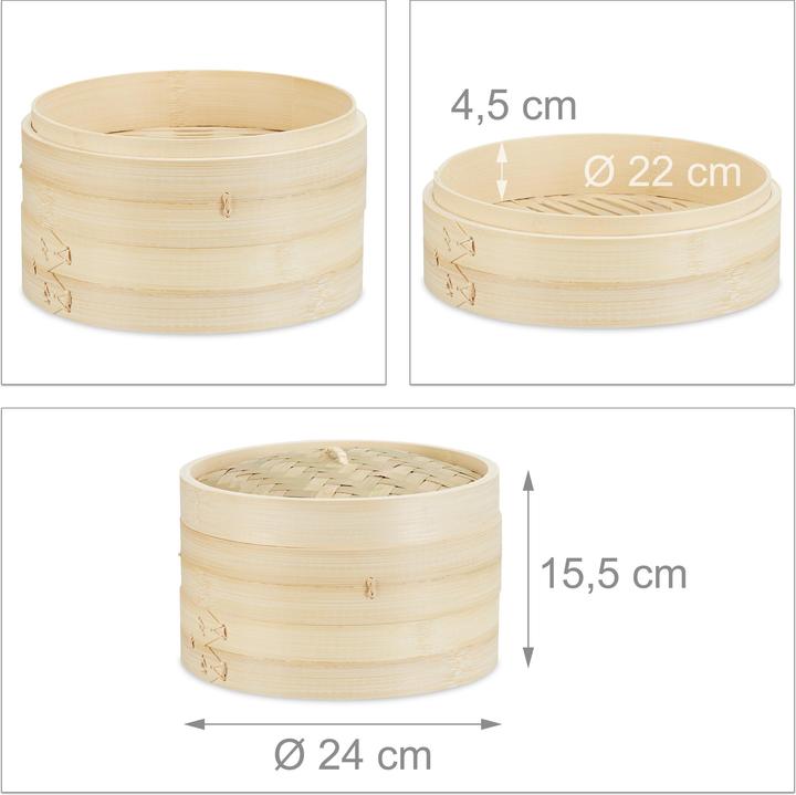 Image du produit Relaxdays Les bateaux à vapeur en bambou (24 cm, Matières végétales)