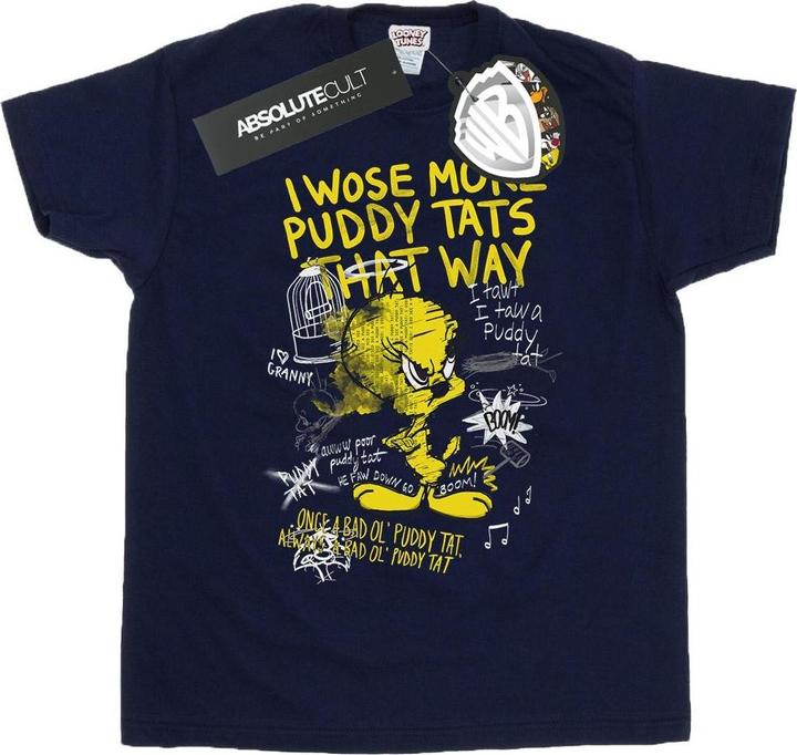 Actual product image Looney Tunes Womens/Ladies Tweety Pie More Puddy Tats Cotton Boyfriend T-Shirt (XL)