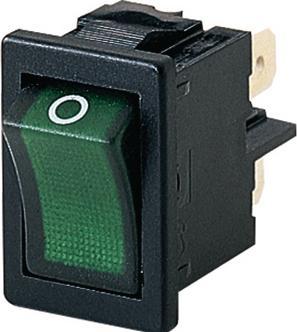 Actual product image Marquardt Rocker switch, 4 A, 2 NO contacts, 250 V, ON-OFF latching, IP40, black/green