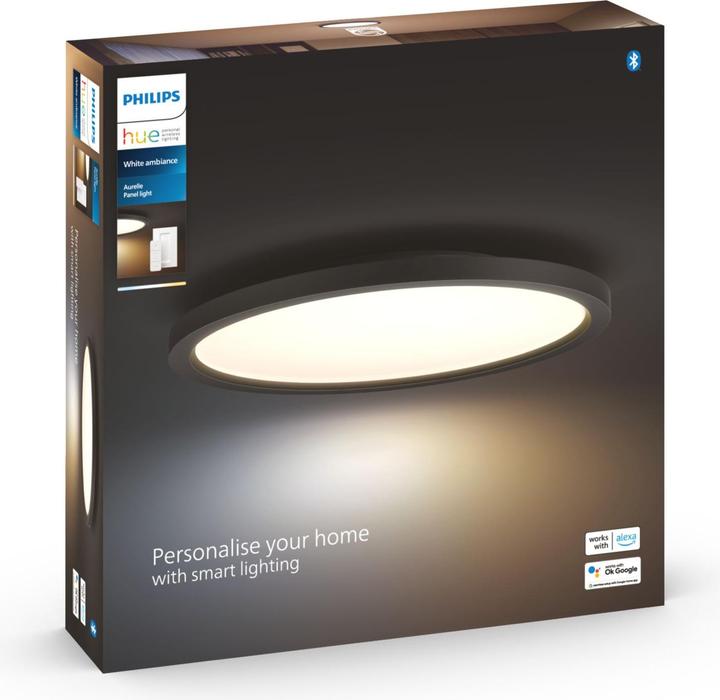 Actual product image Philips Hue White Amb. Aurelle Panel Light Round Black (2300 lm)