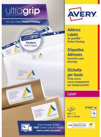 Produktbild Avery Etiquette d'adresse, 99,1 x 33,9 mm, blanc marge tout autour, coins arrondis, certifié FSC