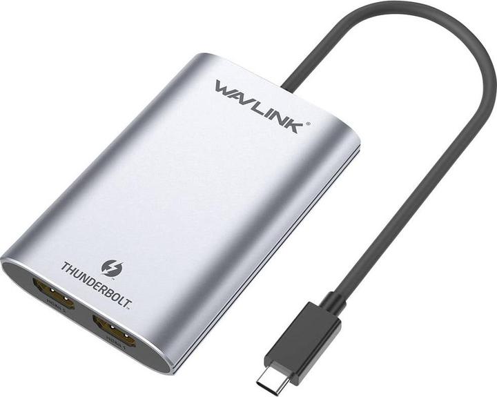 Actual product image Wavlink WS-UTA02H Thunderbolt / HDMI Adapter (1x Thunderbolt - 2x HDMI®) Space Grey single wire 50cm (HDMI, Thunderbolt, 50 cm)