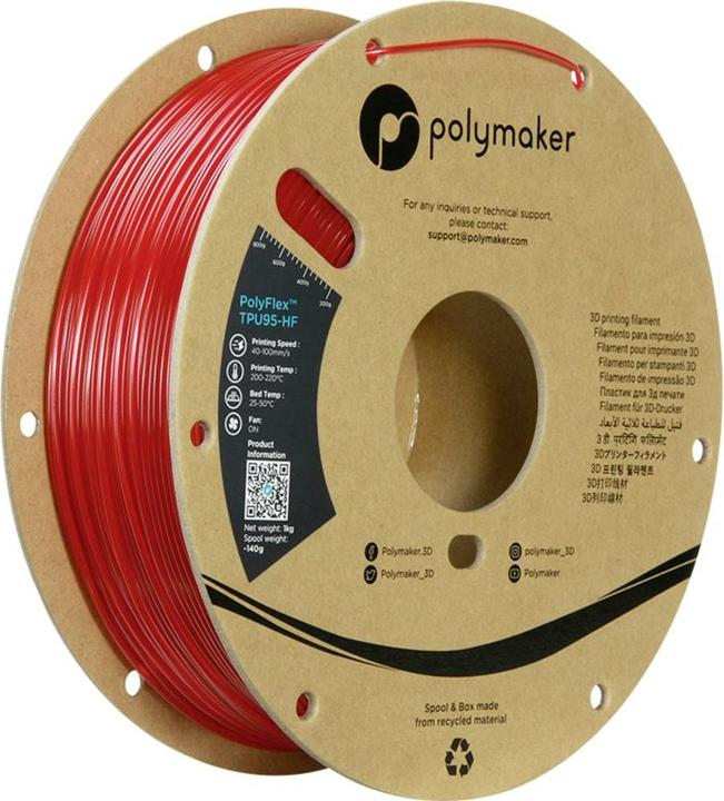 Produktbild Polymaker PD03007 TPU95-HF Filament TPU, Flexibles Filament flexibel, Highspeed Filament, UV-bestän (TPU, 1.75 mm, 1000 g, Rot)