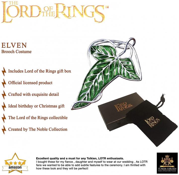 Produktbild Noble Collection Herr der Ringe Brosche Elbische Blattbrosche (versilbert)