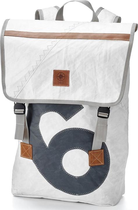 360Grad Landgang Rucksack Segeltuch weiss mit Zahl grau (20 l)