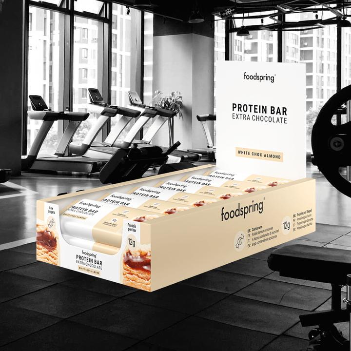 Actual product image Foodspring Protein Bar Extra Chocolate (White Choco Almond, 1 pcs., 540 g)