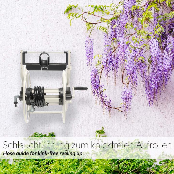 Produktbild XPOtool Schlauchtrommel Metall Wand Kurbel Wasserschlauch Aufroller Garten (60 m)