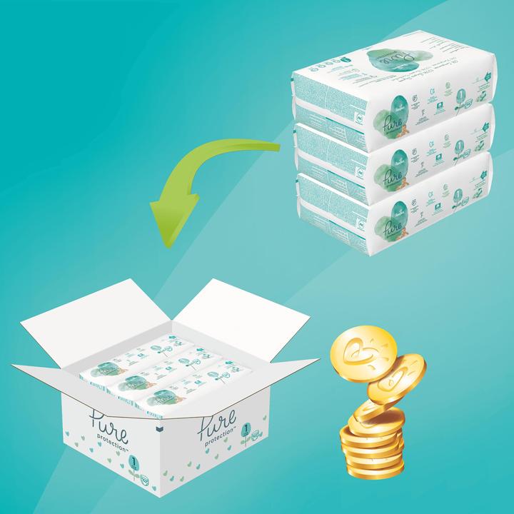 Produktbild Pampers Pure Protection (Gr. 1, Halbmonatsbox, 102 Stück)