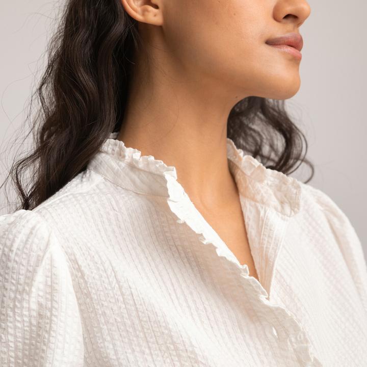 Image du produit La Redoute Collections Blouse à manches longues avec col à volants (42)