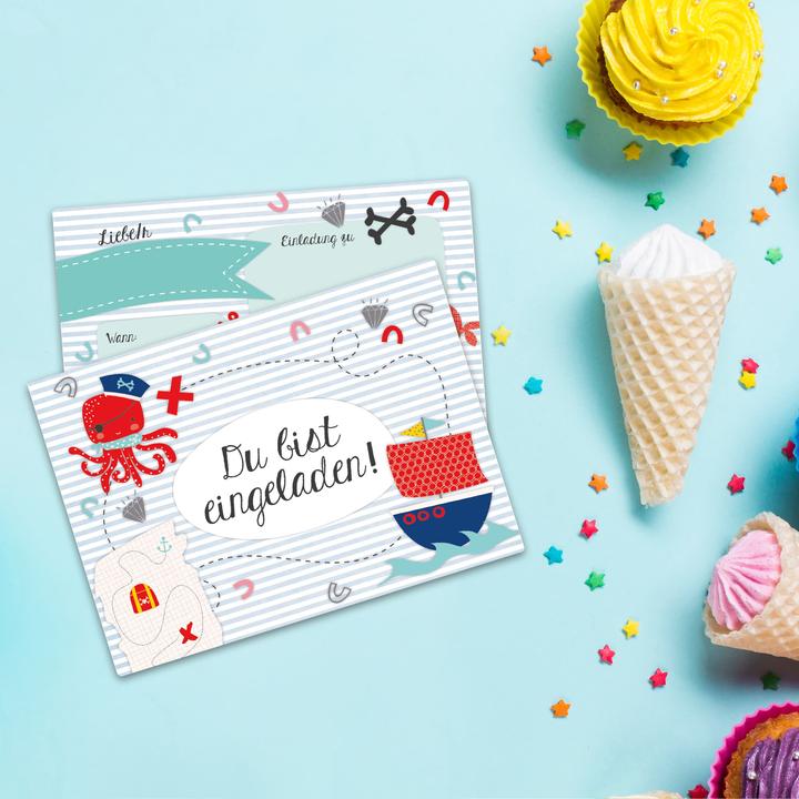 Immagine prodotto Papierdrachen 12 Biglietti d'invito di compleanno - Pirata (12 pz.)