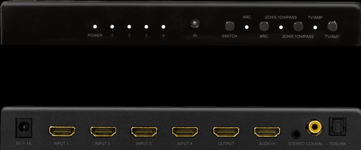 Produktbild LogiLink HDMI-Switch, 4x1-Port, 4K/60 Hz, HDCP, HDR, ARC, Audio-Extract, RC