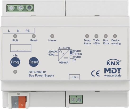 Actual product image MDT MDTtechno. Bus power supply 6TE, REG, 960m STC-0960.01