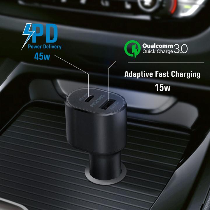 Actual product image Samsung DUAL FAST CAR CHARGER 45W & 15W EP-L5300XB BLACK