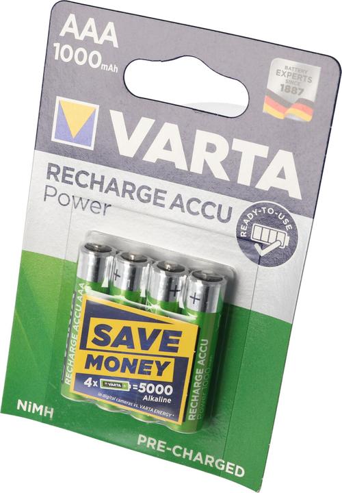 Varta Accu Power opladen (4 Pcs., AAA, 1000 mAh)