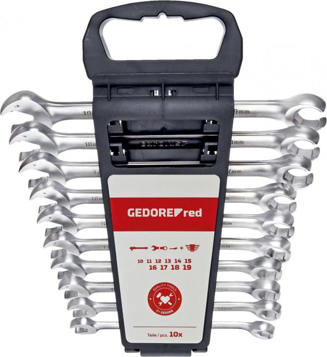 Actual product image Gedore Red red R05905010 Combination ratchet open-end spanner 10-19 mm 10 pieces (19 mm, 10 mm, 7 mm, 29 mm, 8 mm)