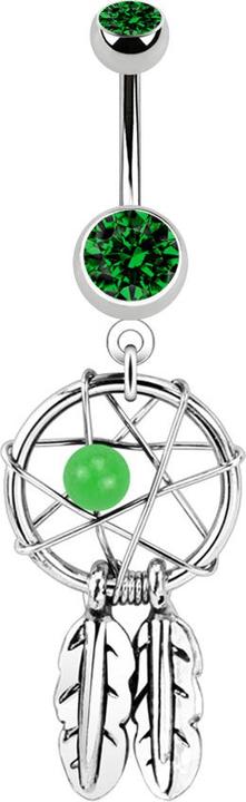 Immagine prodotto Star Piercing Banana in argento con ciondolo acchiappasogni e palla verde (Acciaio chirurgico 316L, senza ottone)