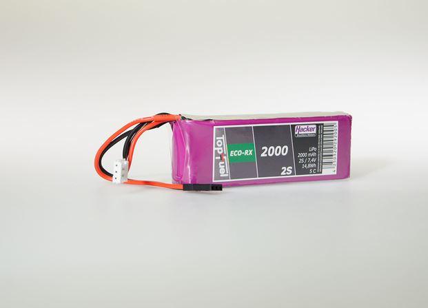 Actual product image Hacker LiPo Pack TF ECO-RX 2000mAh 2S Straight (7.40 V, 2000 mAh)
