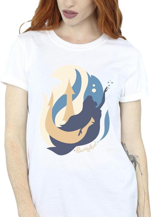 Actual product image Disney Womens/Ladies The Little Mermaid Colour Silhouettes Cotton Boyfriend T-Shirt (XXL)