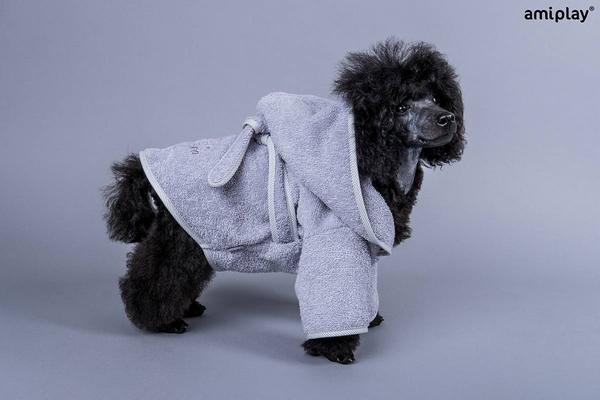 Image du produit amiplay Peignoir de bain SPA, 50 cm, gris (Peignoir pour chien)
