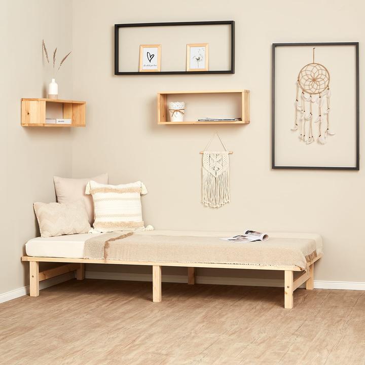 Image du produit Jamb Lit en bois de palette 90x200cm bois massif blanc (90 x 200 cm)