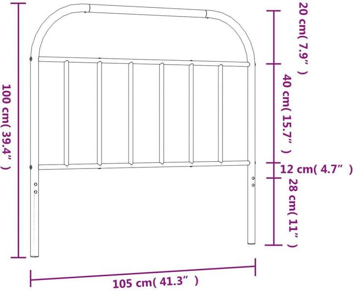 Produktbild VidaXL Kopfteil Metall Weiss 100 cm, Farbe: Weiss (105 x 3 x 100 cm)