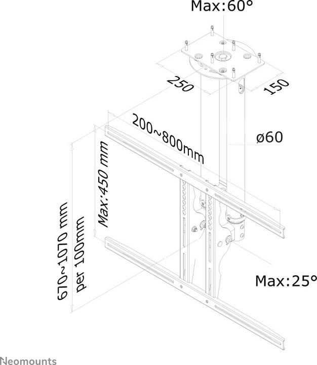 Actual product image Neomounts Ceiling mount (Ceiling, 75")