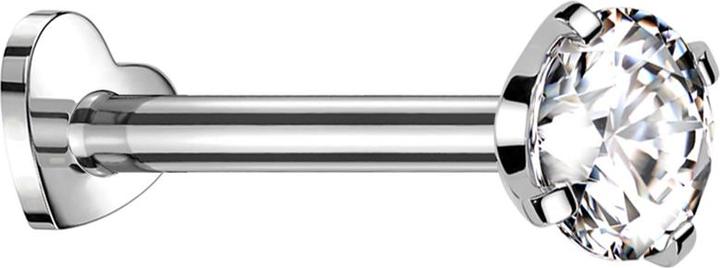 Star Piercing Micro Labret Herz Innengewinde silber Kristall silber gefasst (Titan G23, ohne Messing)