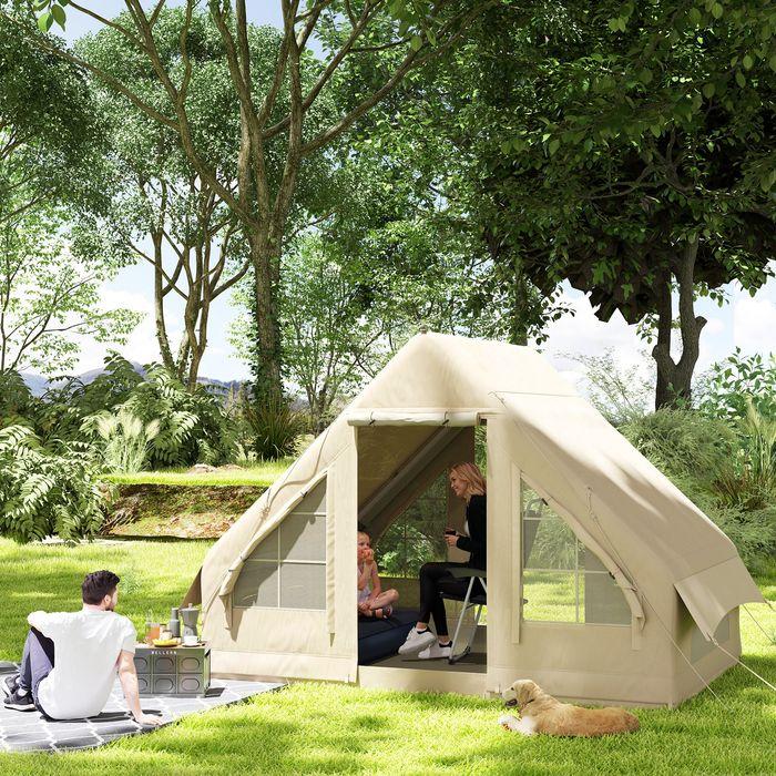 Actual product image Swisshandel24 Aufblasbares Campingzelt Aufblasbares Zelt mit Fenster, Tür für 3 Personen Sand (Inflatable tent, 18 kg, 3 persons)