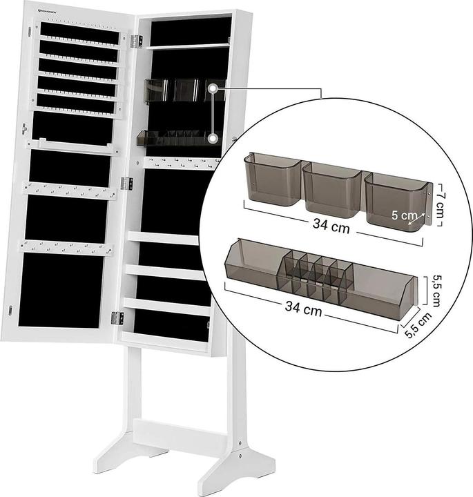 Image du produit Songmics Porte-bijoux avec miroir 152 cm, Blanc