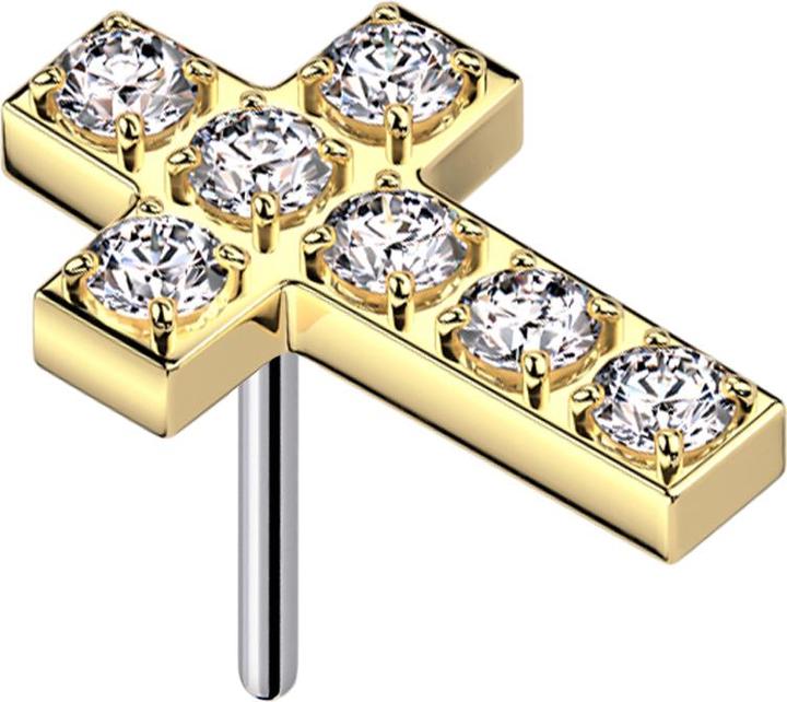 Immagine prodotto Star Piercing Threadless vergoldet Kreuz Kristalle silber (senza ottone, Acciaio chirurgico 316L)