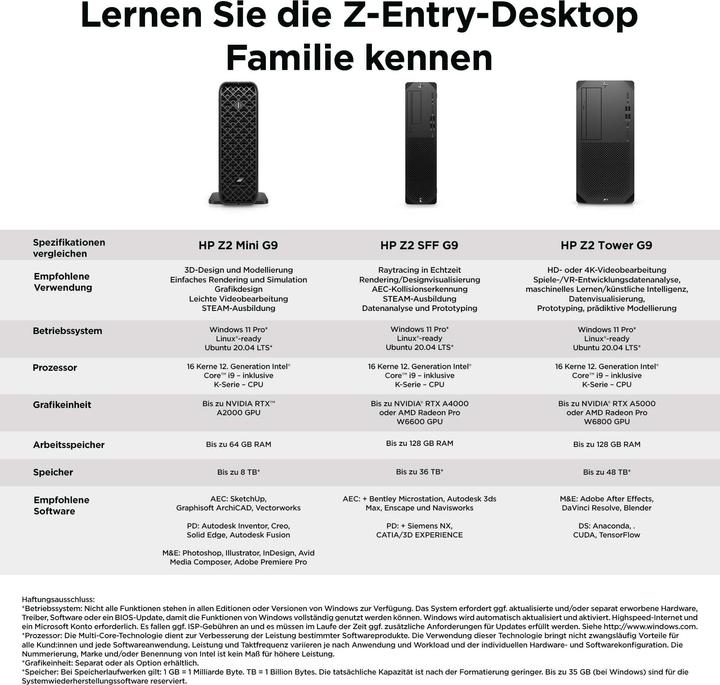 Image du produit HP Z2 G9 TWR I714700K 16GB/512 PC French (Intel Core i7-14700K, 16 Go, 512 Go, RTX A2000)