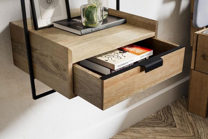 Actual product image FineBuy Bedside table Bedside console 44x45x35 cm solid wood Hanging box spring bed
