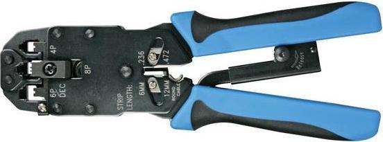 Produktbild Velleman PROFESSIONELLE CRIMPZANGE FÜR WESTERNSTECKER 4P4C (RJ10), 6P4C (RJ11), 8P8C (RJ45), DEC (20 mm)