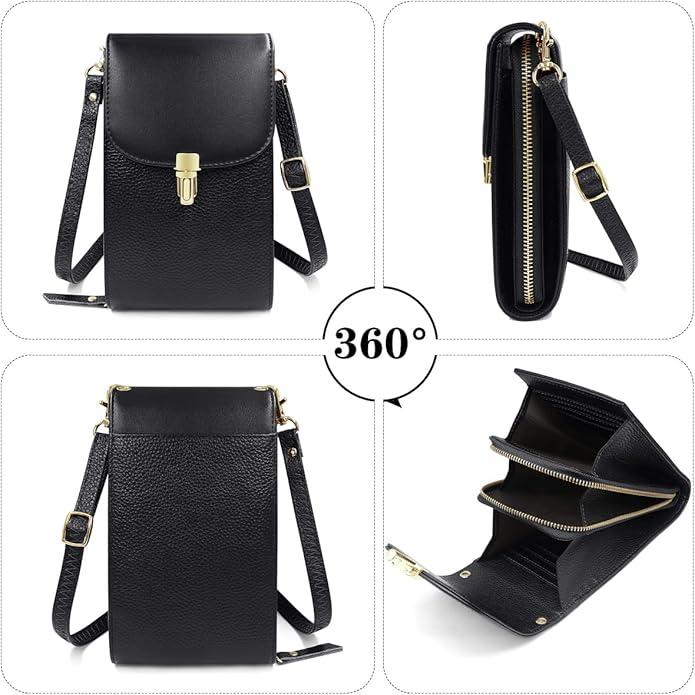 Immagine prodotto Only-Bags.Store Custodia per cellulare in vera pelle, borsa a tracolla, borsa a spalla, 8 scomparti per carte di