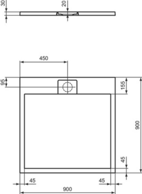 Produktbild Ideal Standard Ultra Flat S i.life Quadrat-Brausewanne, 900x900x30mm, T5227