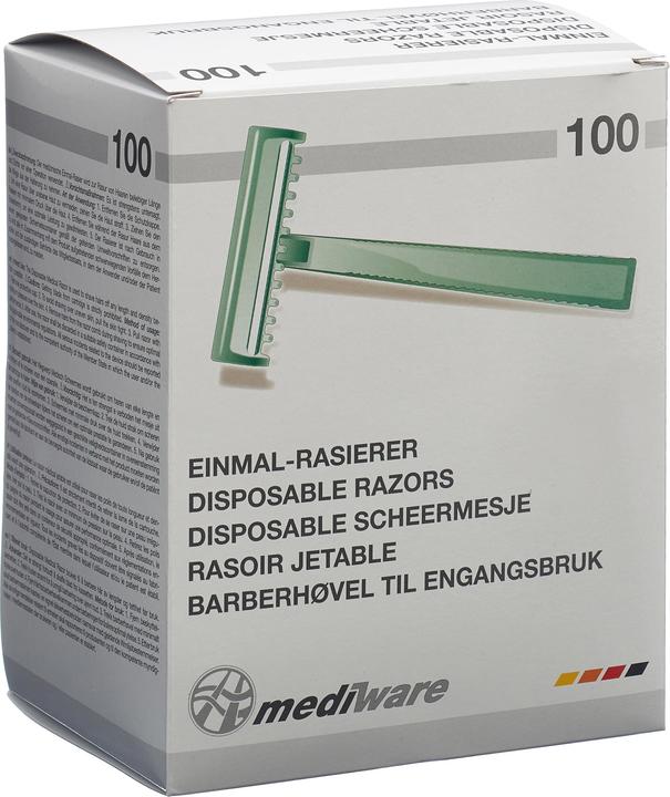 Produktbild Mediware Einmalrasierer mit Klingenschutz unsteril grün