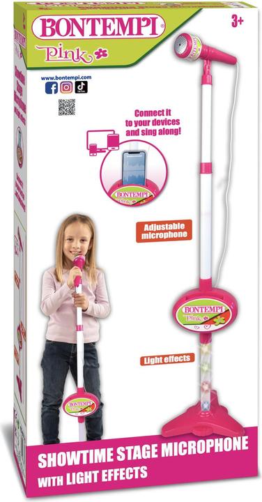 Image du produit Bontempi Microphone de scène avec connexion MP3, effets de lumière et compartiment pour smartphone