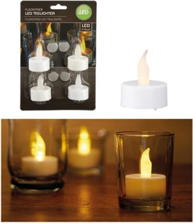 Trend-24 Lot de 4 bougies chauffe-plat LED, piles incluses, 4x4cm (4 x)