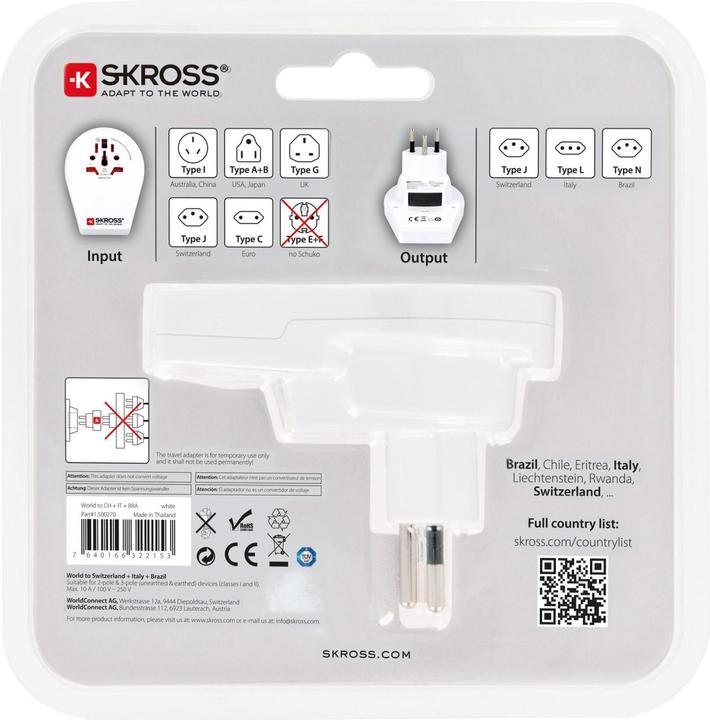 Image du produit Skross World to CH Italy Brasil