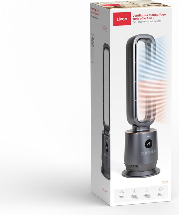 Produktbild Livoo 2 in 1 Heizlüfter ohne Lamellen (2000 W)
