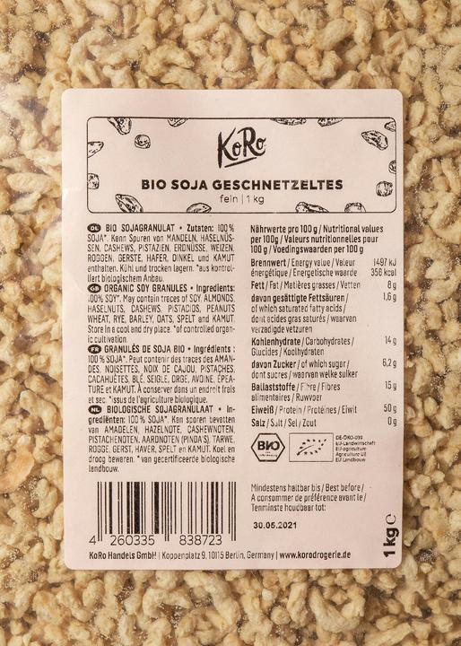 Nährwerte und Zutaten KoRo Bio Sojagranulat (1000 g)