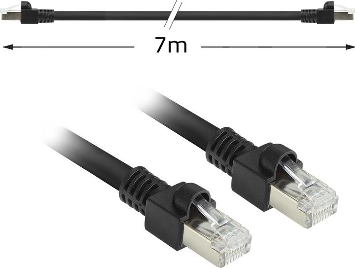 Actual product image Black 7 meters S/FTPCat.7 raw cable PUR flex patch cable snagless with RJ45 connectors (CAT6A (S/FTP, CAT7, 7 m)