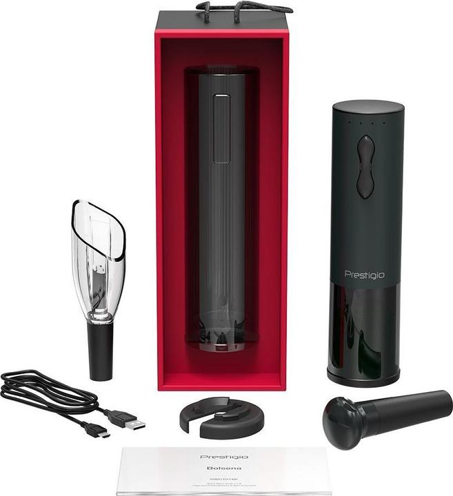 Image du produit Prestigio Bolsena ouvreur de vin électrique matt black retail (Tire-bouchon électrique)