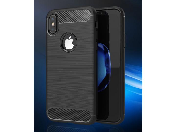 Produktbild Screenguard Apple iPhone XS Hülle Carbon Brushed Soft TPU (Apple iPhone XS)