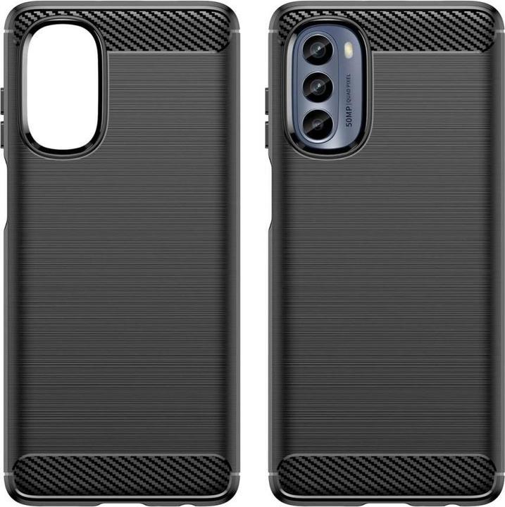 Immagine prodotto Hurtel Custodia in carbonio per Motorola Moto G62 5G Custodia in silicone flessibile in carbonio nero (Motorola Moto G62 5G)