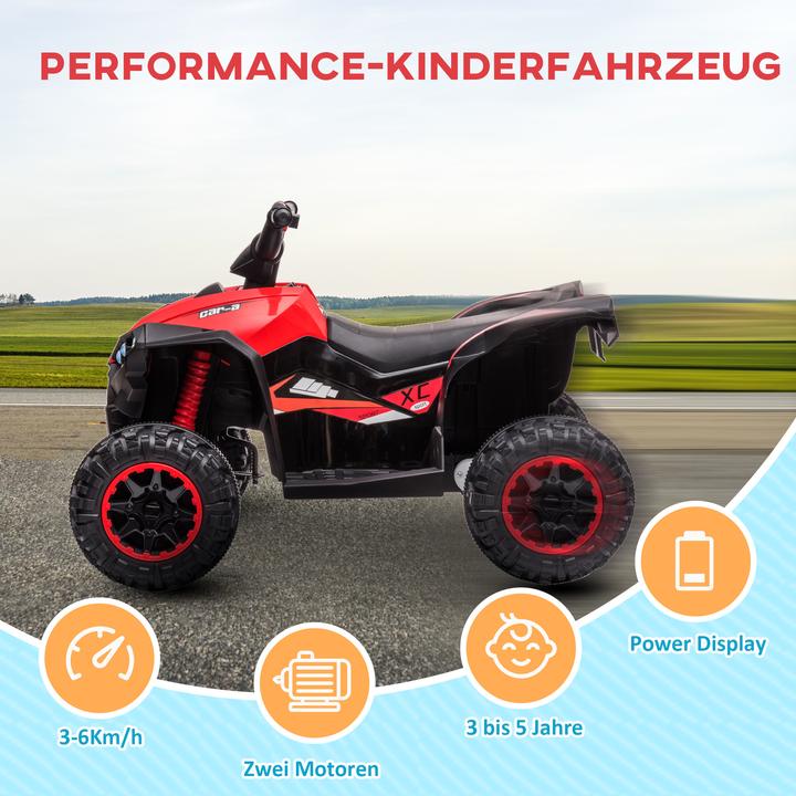 Immagine prodotto Homcom Elektro-Quad Kunststoff, Metall Schwarz+Rot (12 V)